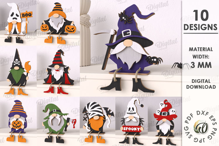Halloween Gnomes Bundle Laser Cut. Halloween Decor SVG
