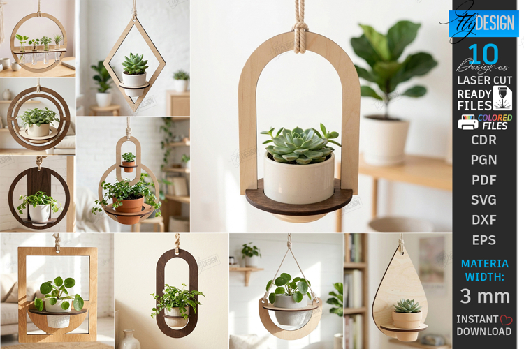 Hanging Plant Pot Holder Laser Cut Bundle | Flowerpot Hanger