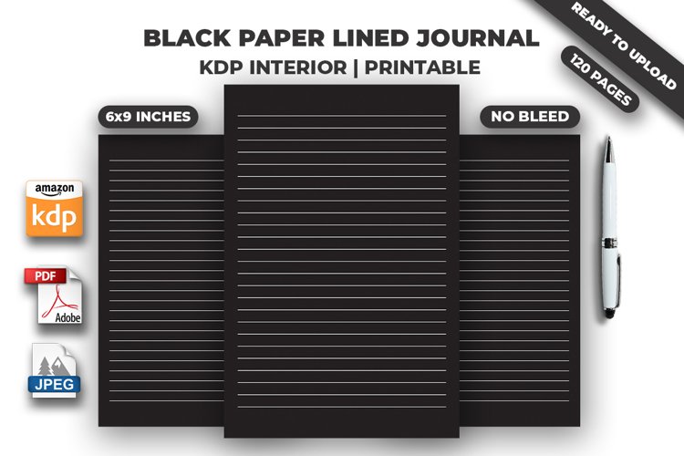 Black Paper Lined Journal KDP Interior