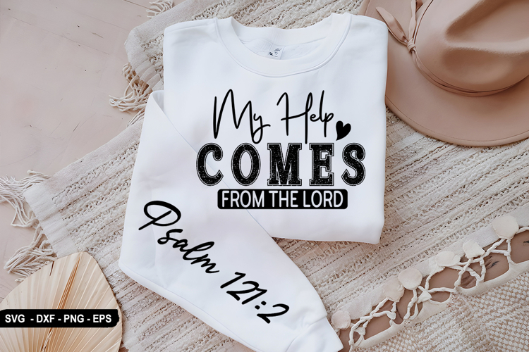 My Help Comes From - Christian Sleeve T-Shirt Design