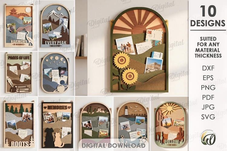 3D Felt Memory Organizers Bundle Laser Cut. Wall Decor SVG