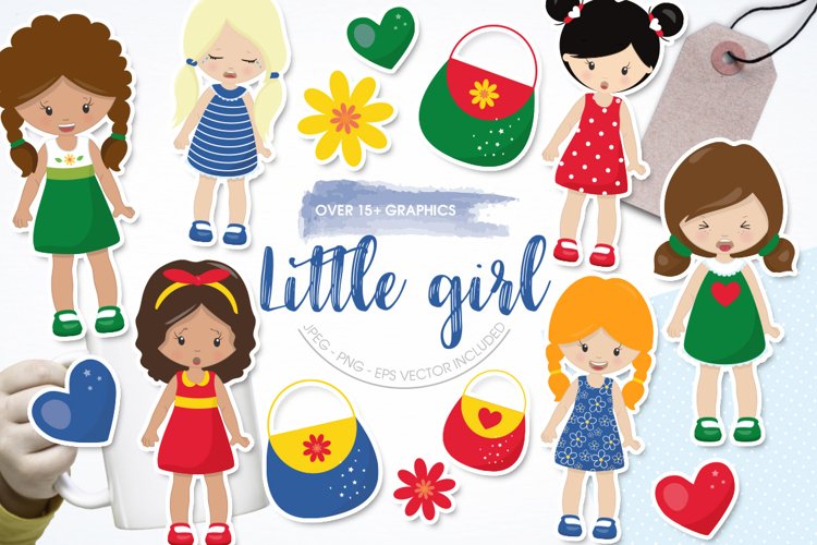 Little girl graphics | illustrations example image 1