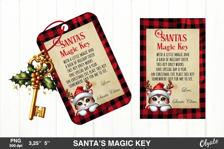 Santa’s Magic Key Sublimation. Vintage Christmas PNG