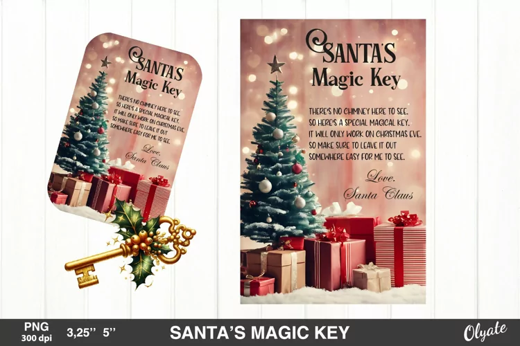 Santa’s Magic Key Sublimation. Vintage Santa Sublimation PNG