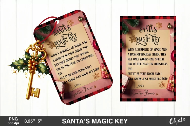 Santa’s Magic Key PNG. Vintage Christmas Key