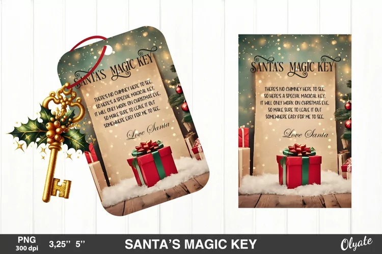 Retro Santa Magic Key PNG. Santa’s Magic Key Design