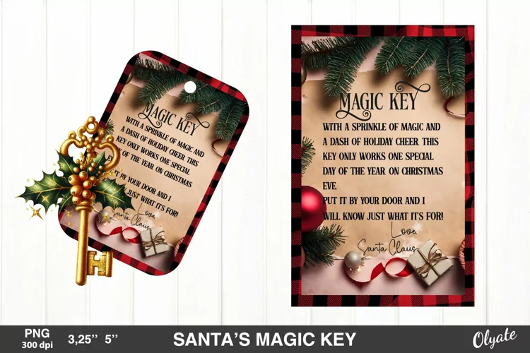 Santa’s Magic Key Sublimation. Retro Christmas PNG