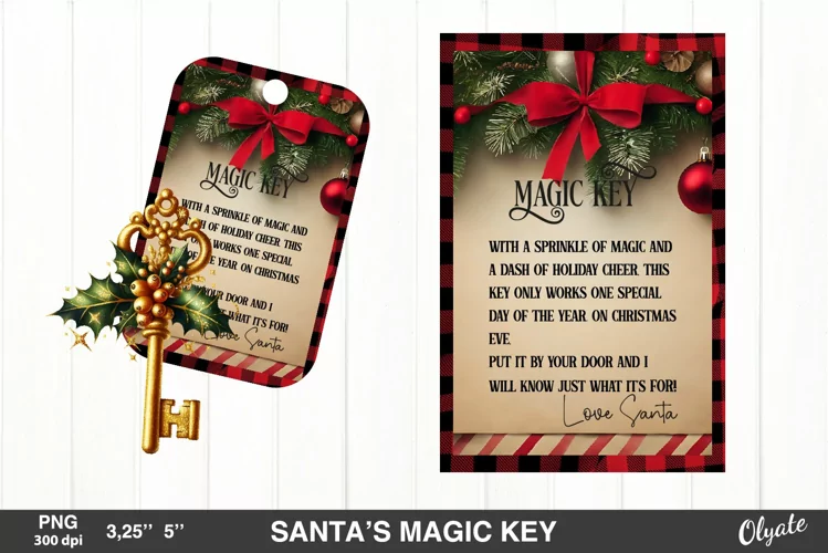 Santa’s Magic Key Sublimation. Retro Santa Sublimation