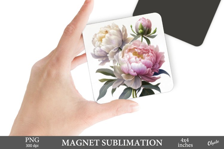 Piones Magnet Sublimation PNG. Magnet Flower PNG example image 1
