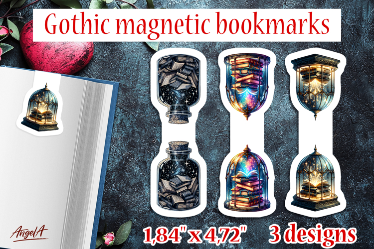 Gothic magnetic bookmarks Book lover Magical bottle PNG