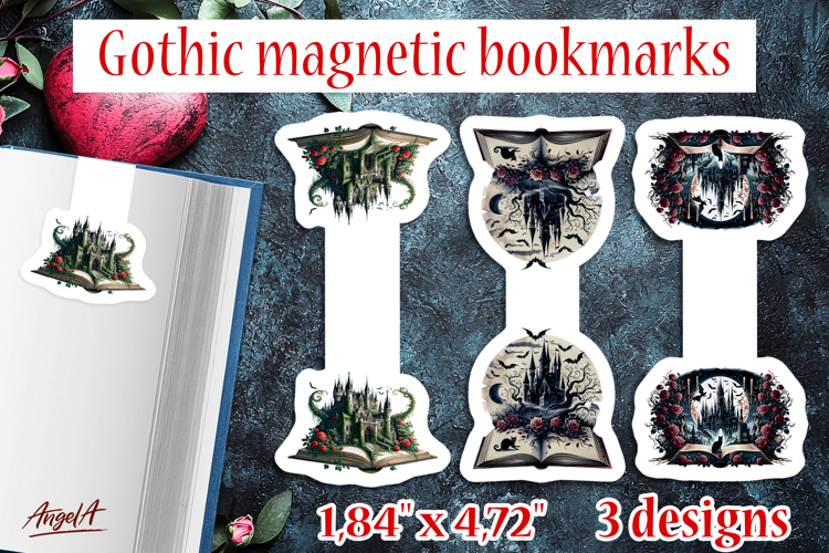Gothic magnetic bookmarks Black cat Mystical Castle Book PNG
