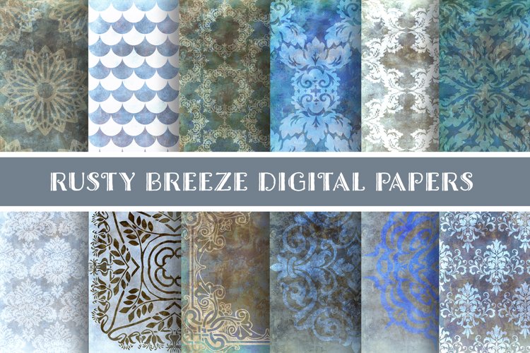 Rustic Damask Digital Paper Set example image 1