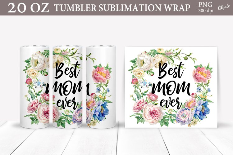 Mothers Day Tumbler Wrap PNG. Watercolor Flower Tumbler PNG