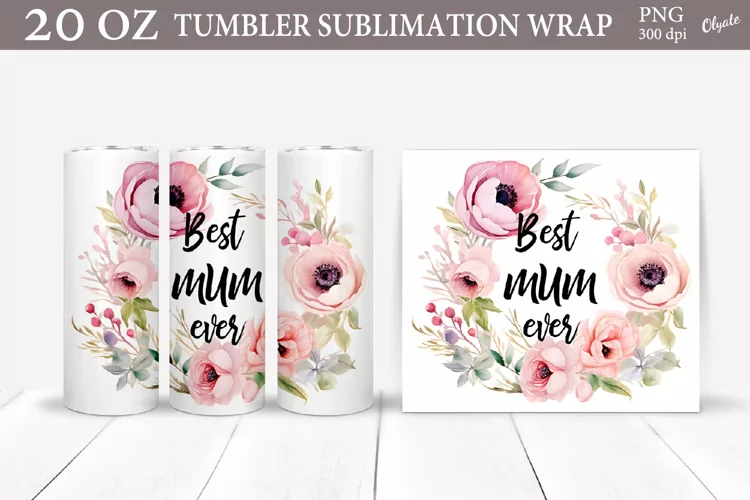 Mothers Day Sublimation Tumbler Wrap PNG. Flower Tumbler PNG