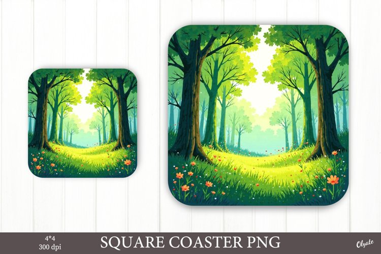 Green Forest Nature PNG.Spring Coaster PNG