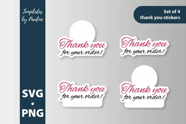 4 thank you for your order stickers, print and cut SVG