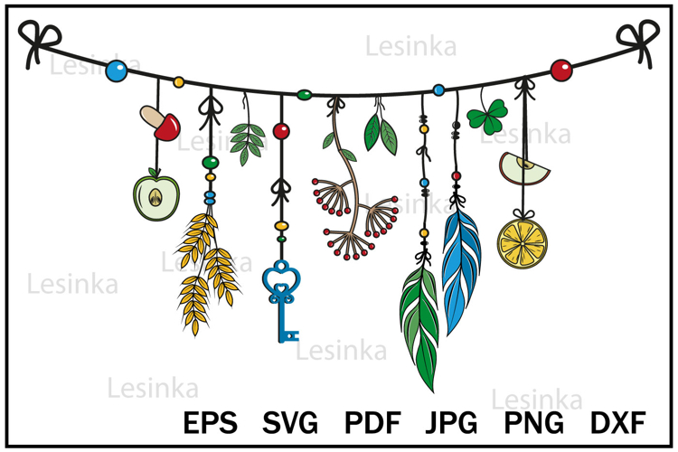 Festive garland in boho style, svg