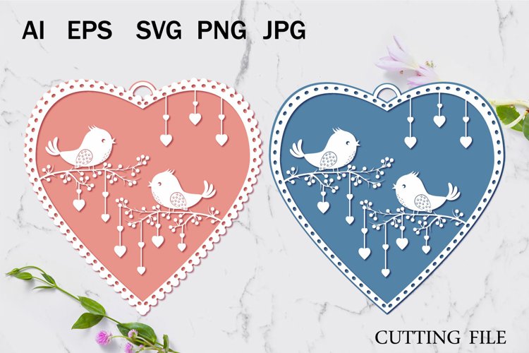 Cute bird pendant earrings. SVG Cutting Files example image 1