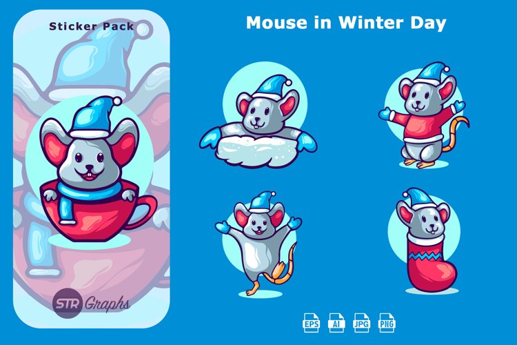5 Mouse in Winter Day - Character Pack example image 1