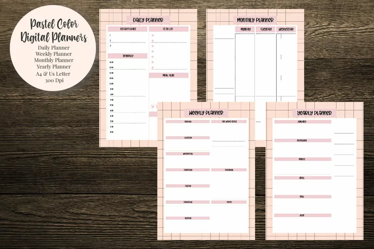 Pastel Color Digital Planners
