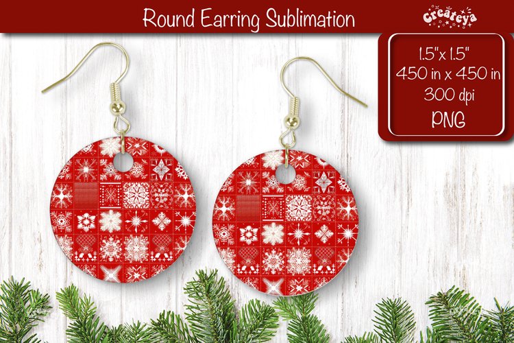Christmas Round Earring Sublimation Designs Background