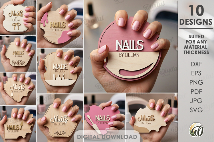 3D Personalized Nail Display Boards Bundle Laser Cut