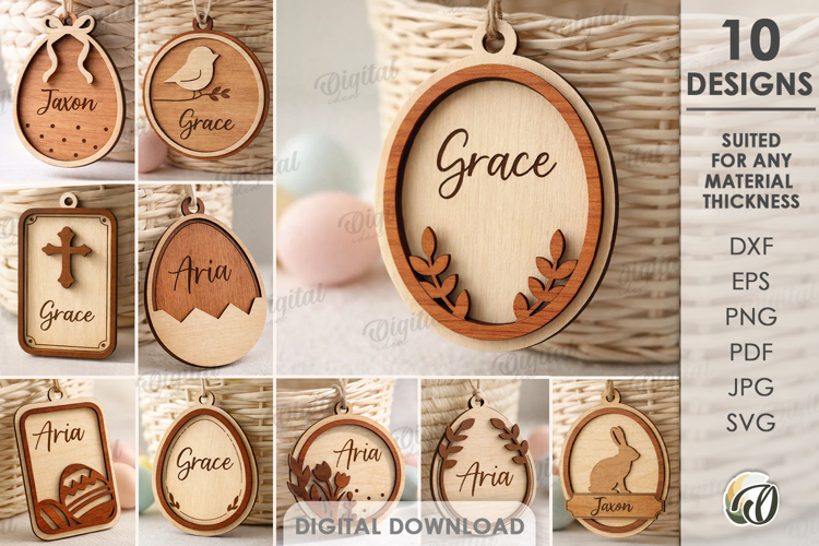 Personalized Easter Tags Bundle Laser Cut. Gift Tag SVG