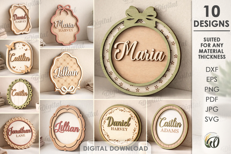 3D Personalized Name Plaques Bundle Lasercut. Wall Decor SVG