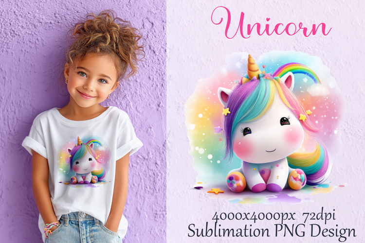 Cute Unicorn Kawaii for T-Shirt Sublimation PNG Printable