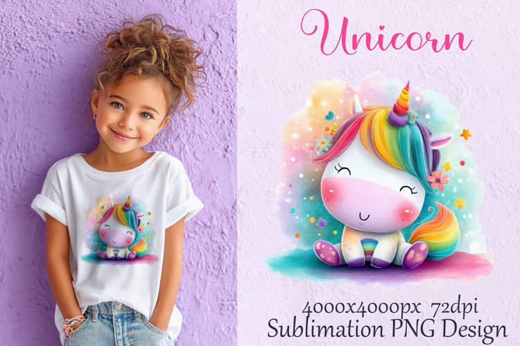 Cute Unicorn Kawaii for T-Shirt Sublimation PNG Printable