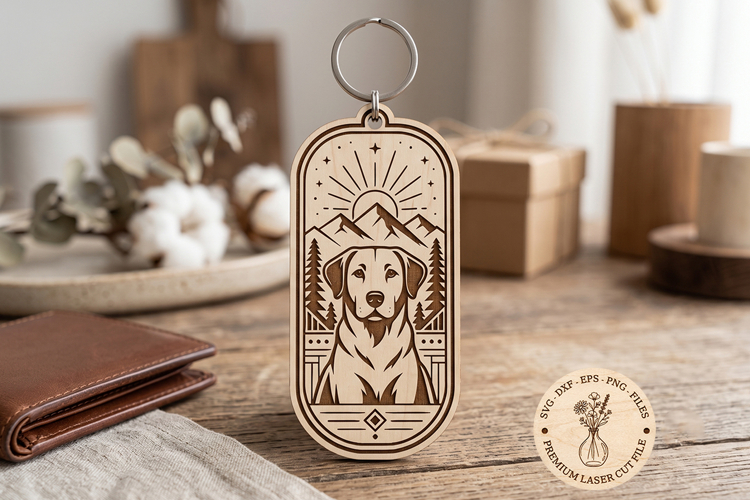 Golden Retriever Keychain SVG | Dog Laser Cut SVG