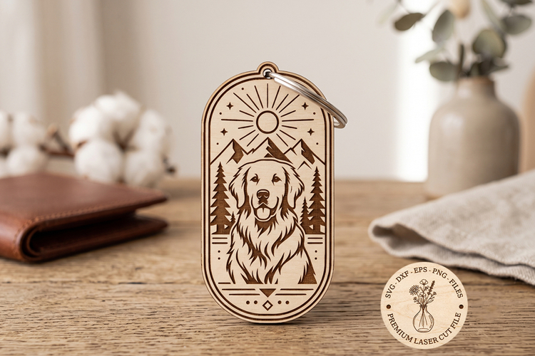 Golden Retriever Keychain SVG | Dog Laser Cut SVG