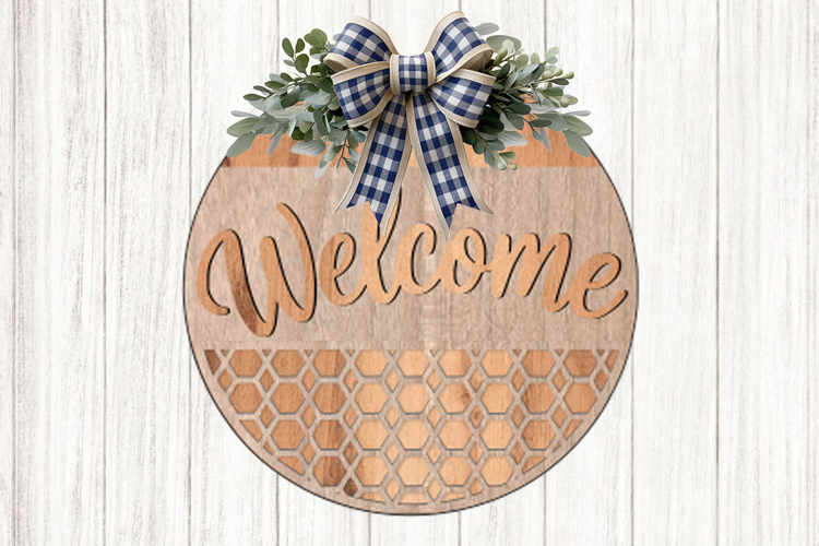 Rustic Welcome Door Sign SVG | Farmhouse Round Sign Cut File