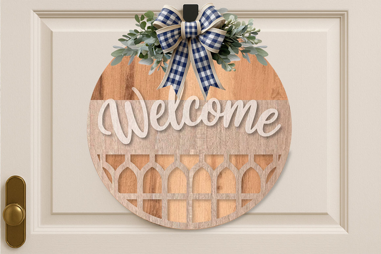 Rustic Welcome Door Sign SVG, Round Farmhouse Porch Sign