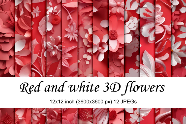 Red and White 3D Flowers Papers