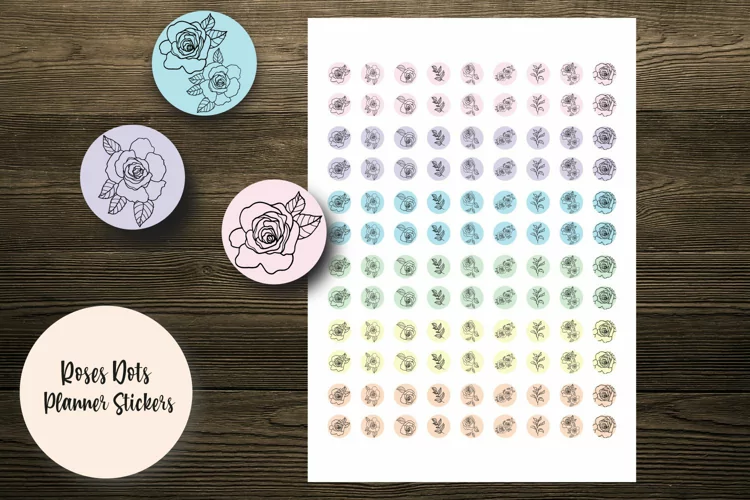 Roses Dots Planner Stickers