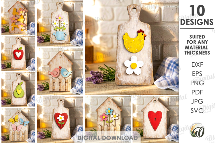 Rustic Kitchen Cutting Boards Bundle Laser Cut. Kitchen SVG