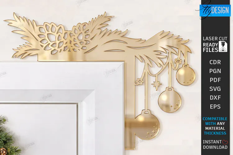 Gold Door Corner Laser Cut| Christmas Ornament | Wall Decor