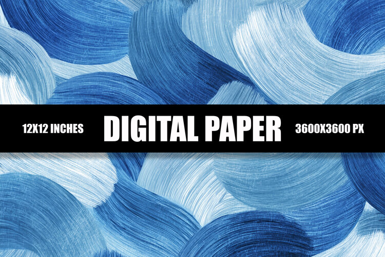 Blue Brush Strokes Digital Paper example image 1