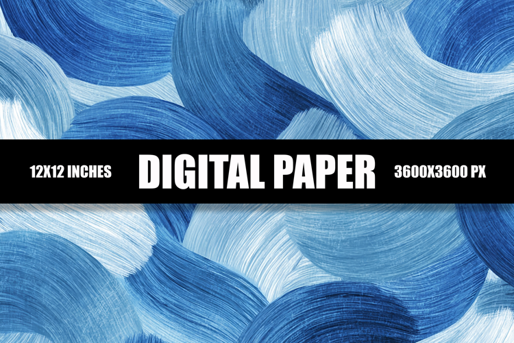 Blue Brush Strokes Digital Paper