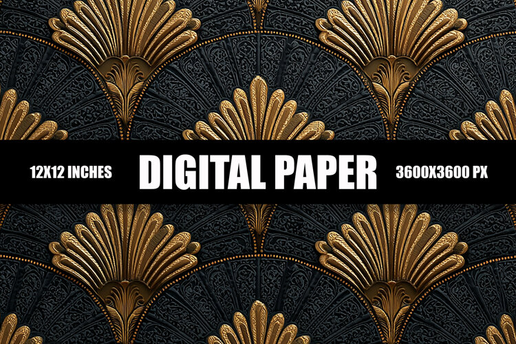 Golden Spoonflowers Digital Paper example image 1