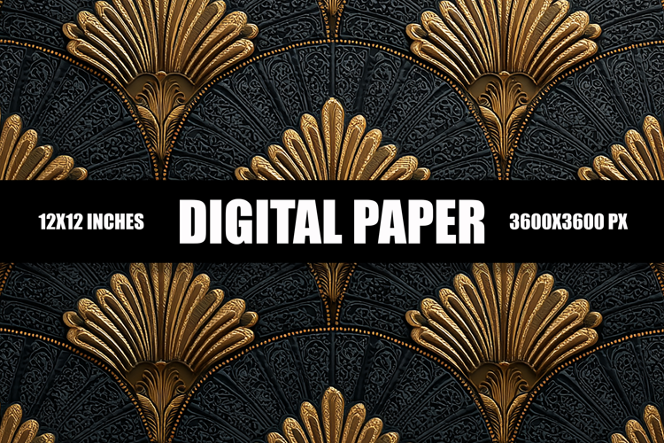 Golden Spoonflowers Digital Paper