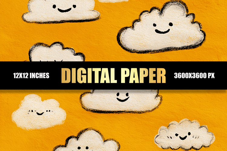 Cute Clouds With Texture Digital Paper
