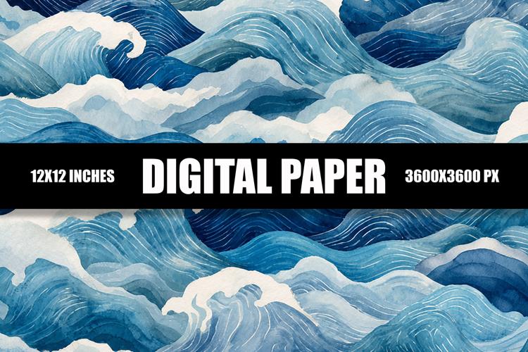 Blue Waves Digital Paper