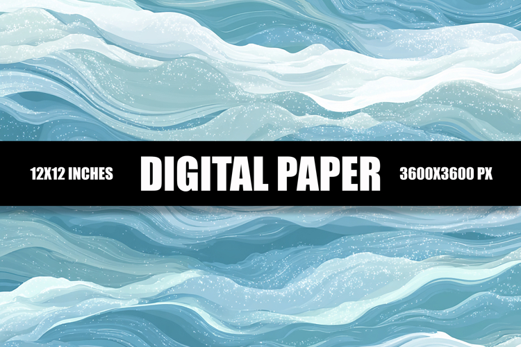 Blue Waves Digital Paper example image 1
