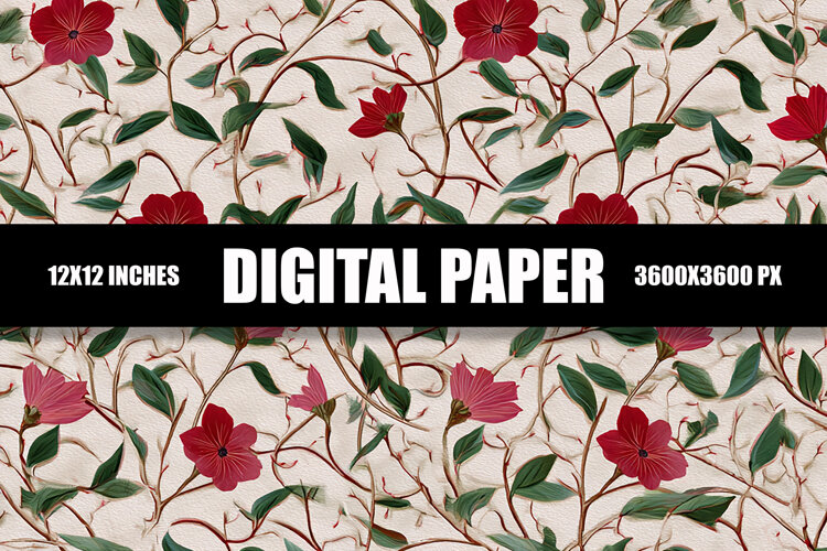 Floral Digital Paper example image 1