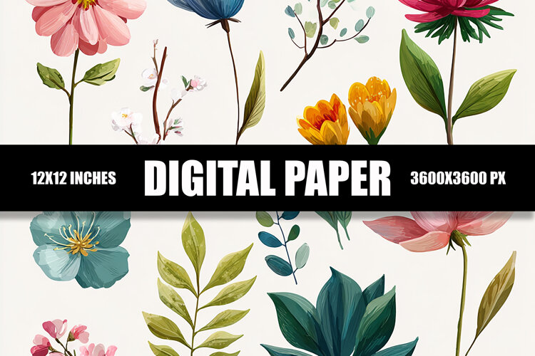 Floral Digital Paper example image 1