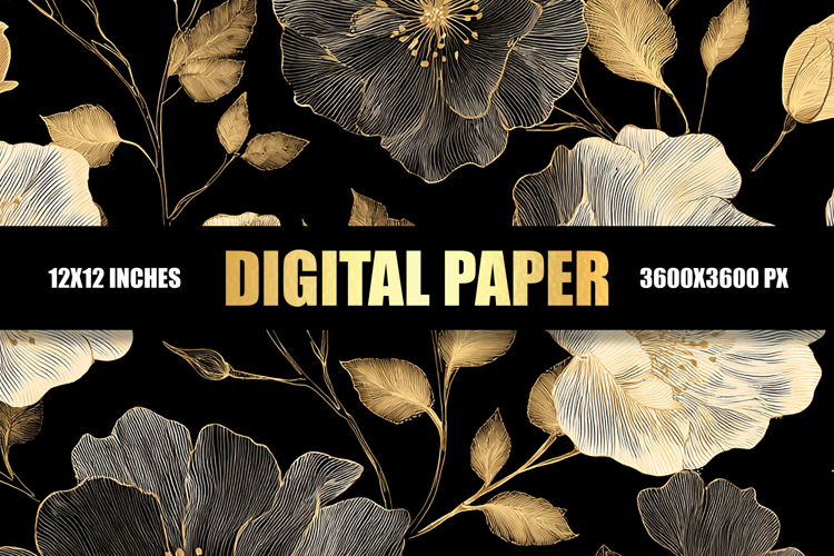 Golden Black Digital Paper
