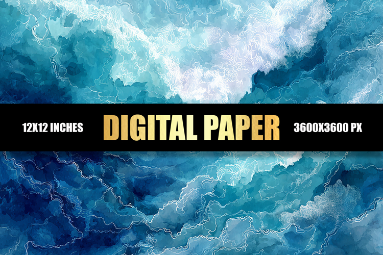 Blue Watercolor Digital Paper