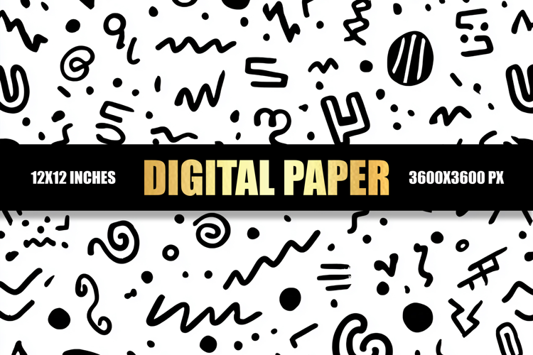 Black Shapes Digital Paper